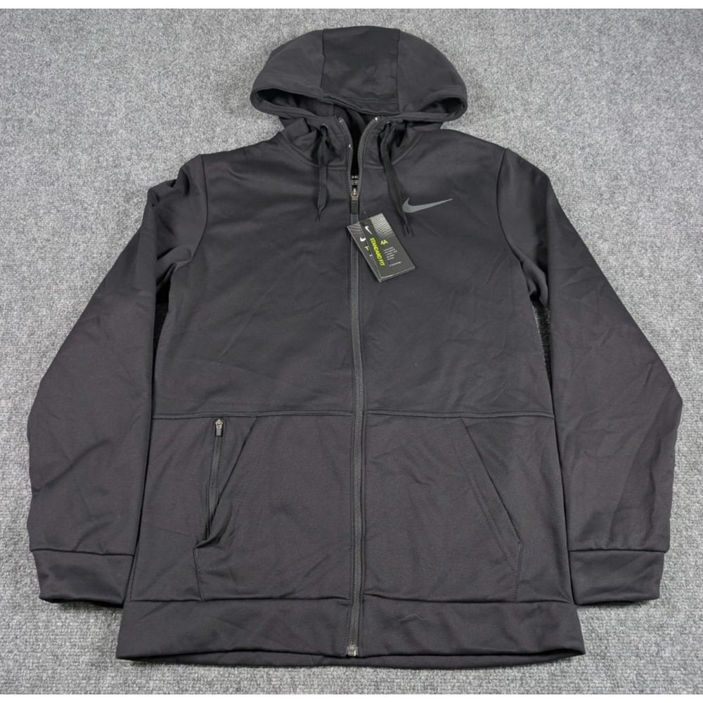 Nike Therma Full Zip Fitness Hoodie Mens Small Std Fit Black‎ Performance NWT